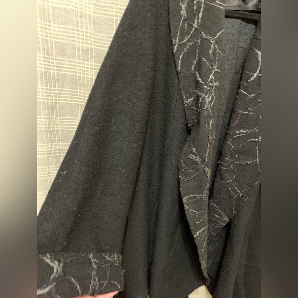 Novita Black Women's Cardigan Coat 2X plus size Wool Cozy Everyday - Picture 2 of 6